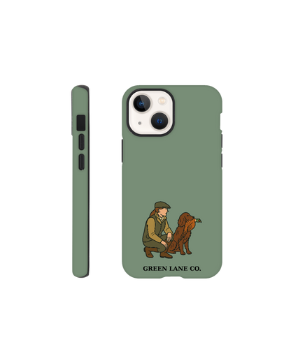 Woman and her Spaniel iPhone case