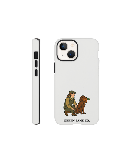Woman and her Spaniel iPhone case